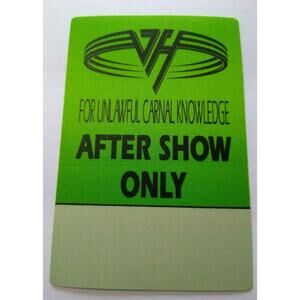 Van Halen Original Backstage Pass Original 1991 After Show Hard Rock Eddie Green